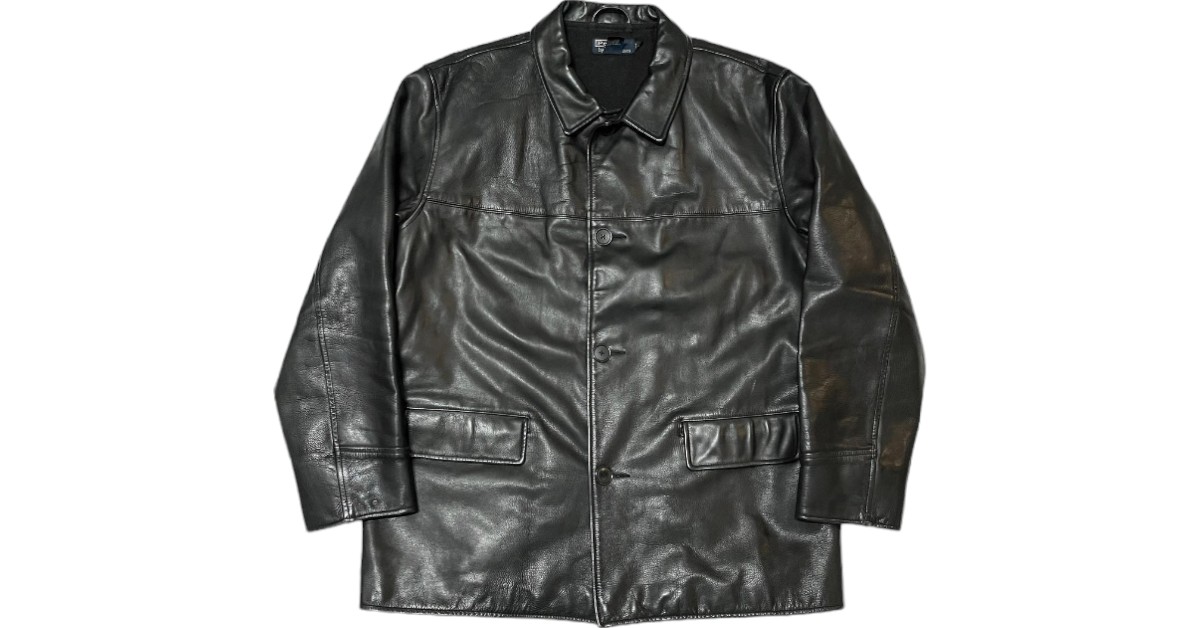 【90s】名作　アーカイブ　ラルフローレン　レザー　チンスト　フーディーコート 90s～ ポロラルフローレン レザーカーコート/ヴィンテージ 買取